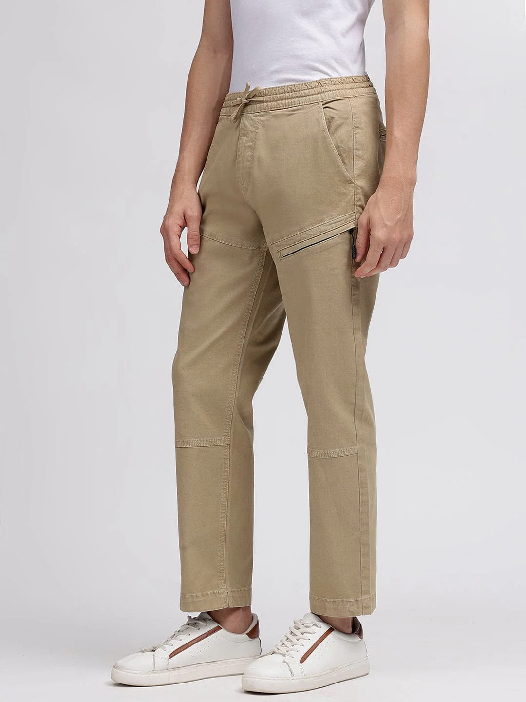 Iconic Men Beige Regular Fit Trouser - Image 2