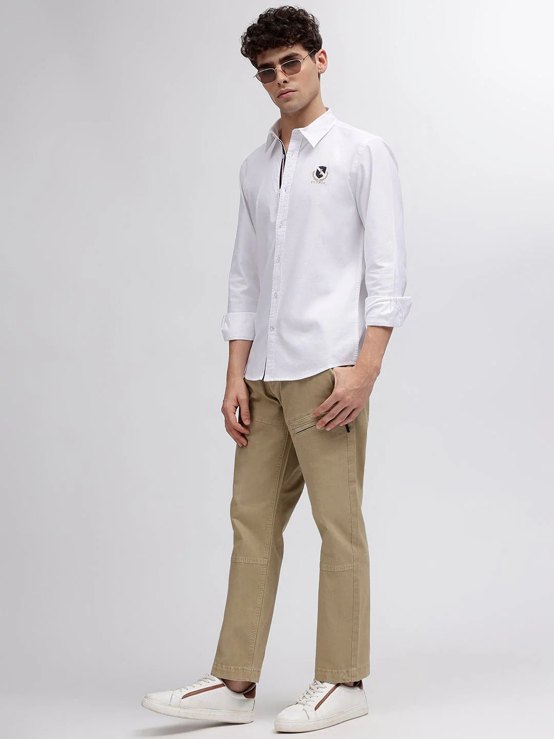Iconic Men Beige Regular Fit Trouser - Image 4