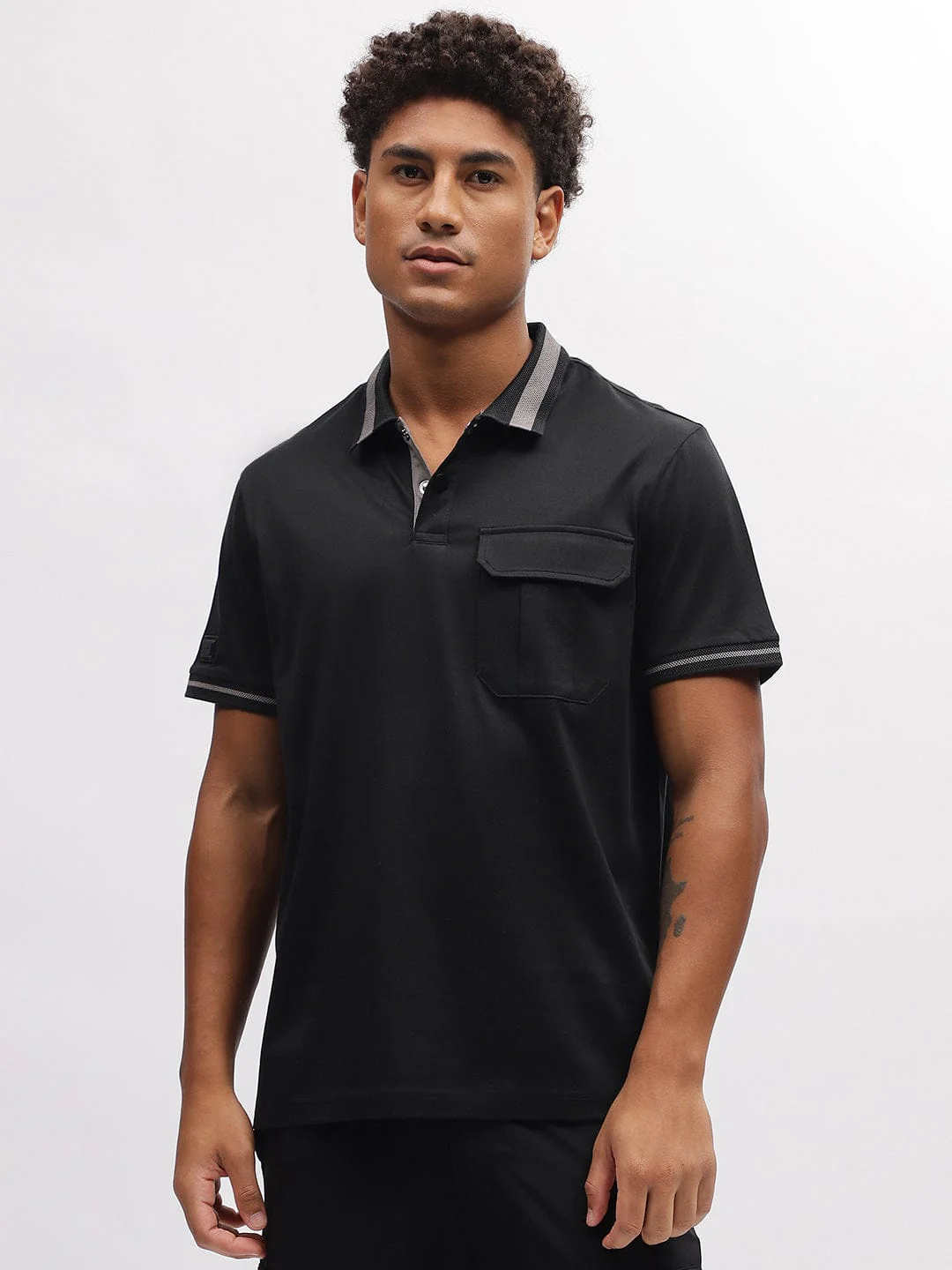 Iconic Men Black Polo Polo Tshirt