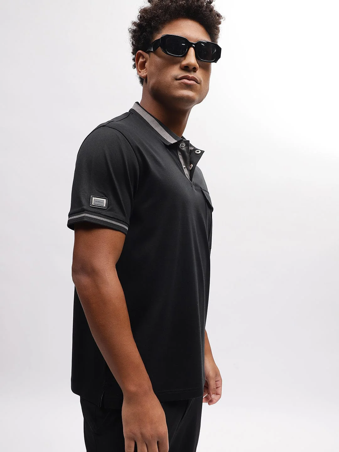 Iconic Men Black Polo Polo Tshirt - Image 6