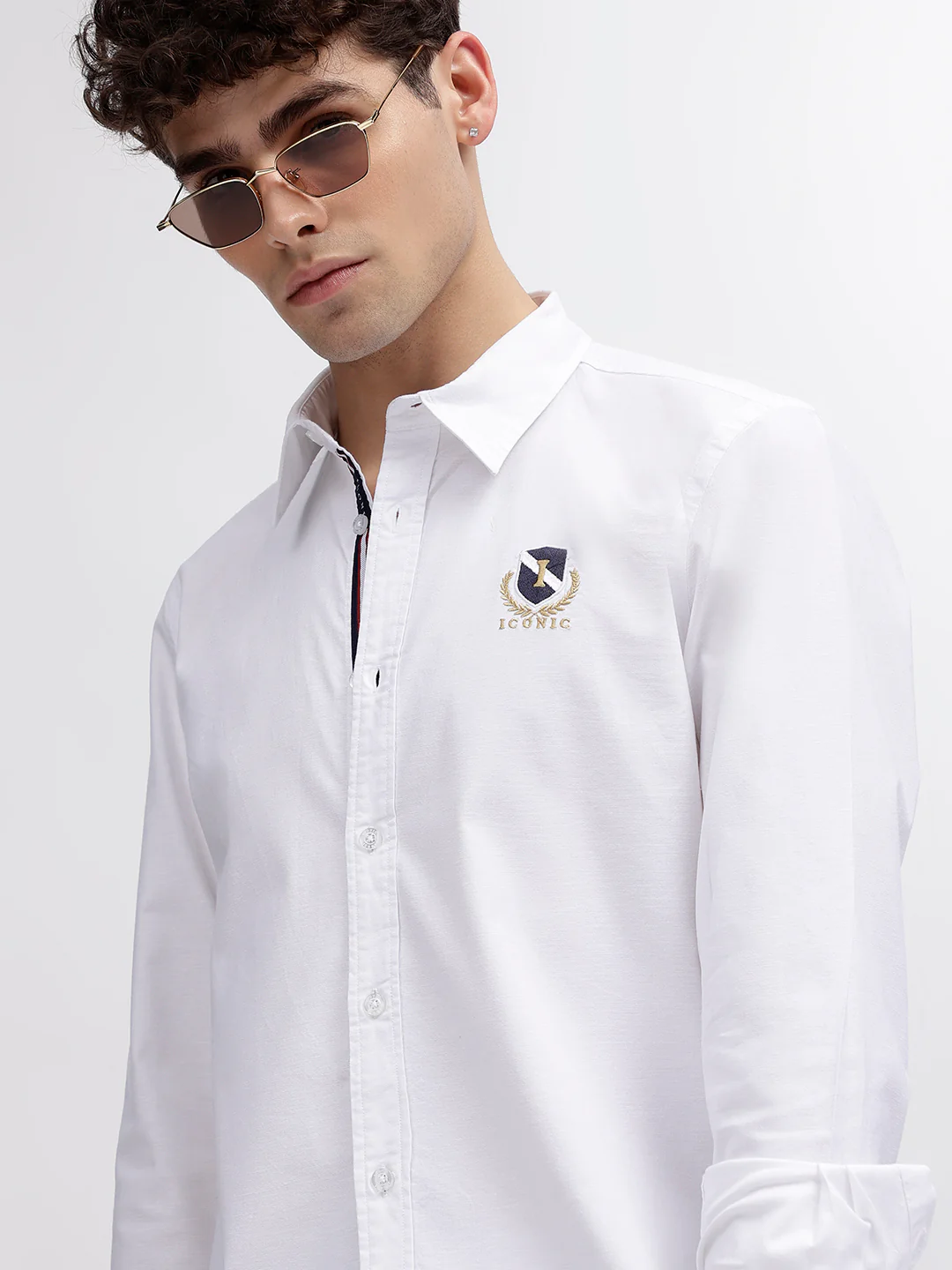 Iconic Men White Solid Spread Collar Full Sleeves Shirt - Image 6