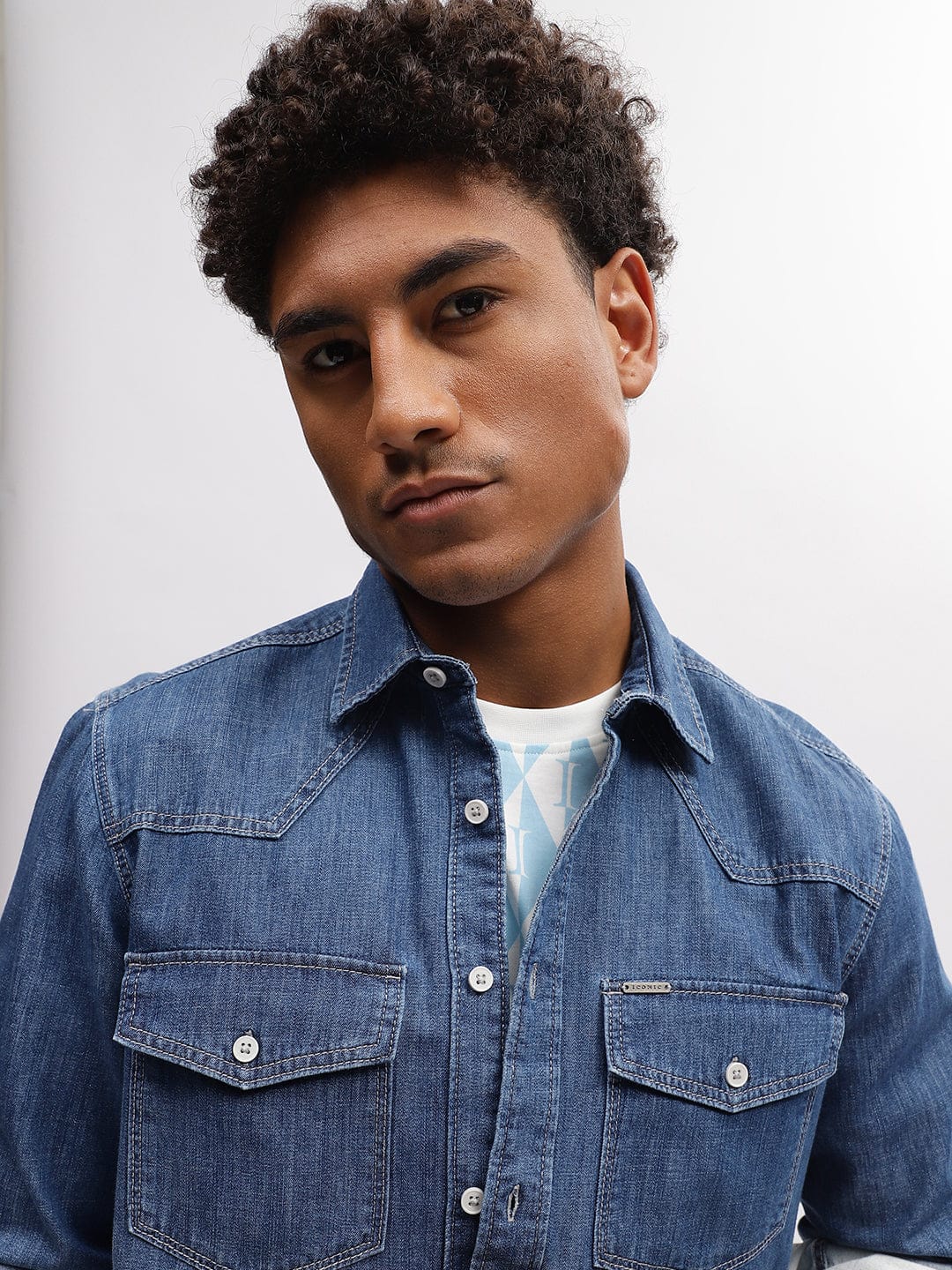 Iconic Men Blue Shirt Collar Shirt - Image 6