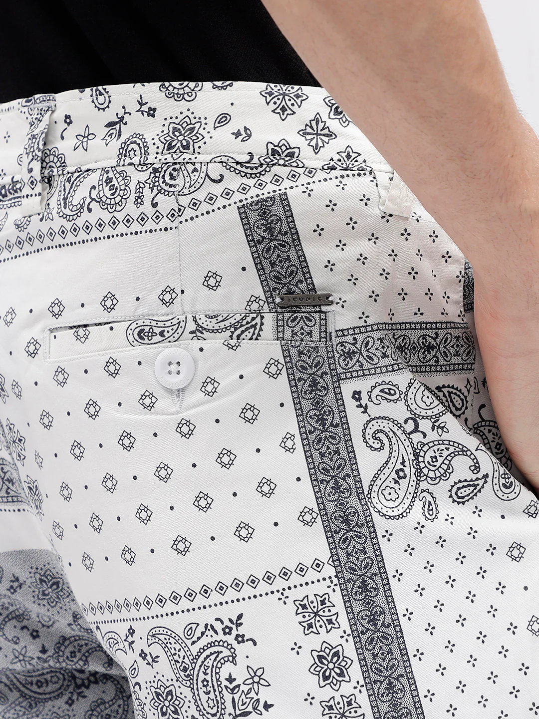 Iconic Men White Printed Relaxed Fit Shorts - Image 6