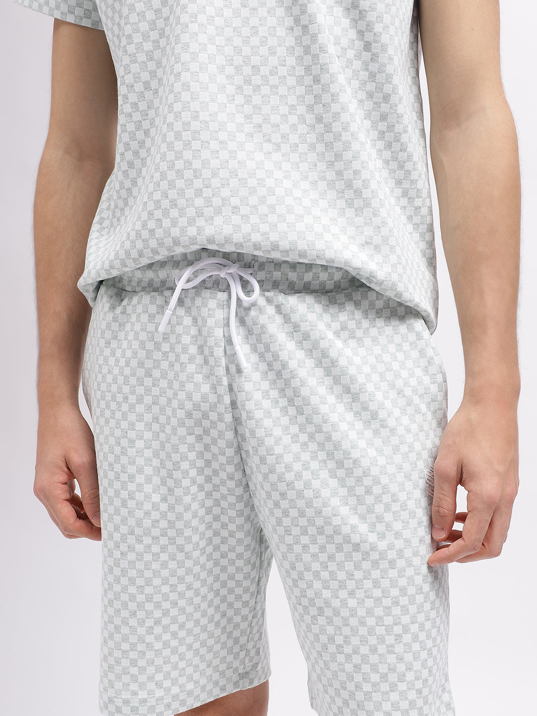 Iconic Men White Checked Regular Fit Mid-Rise Shorts - Image 5