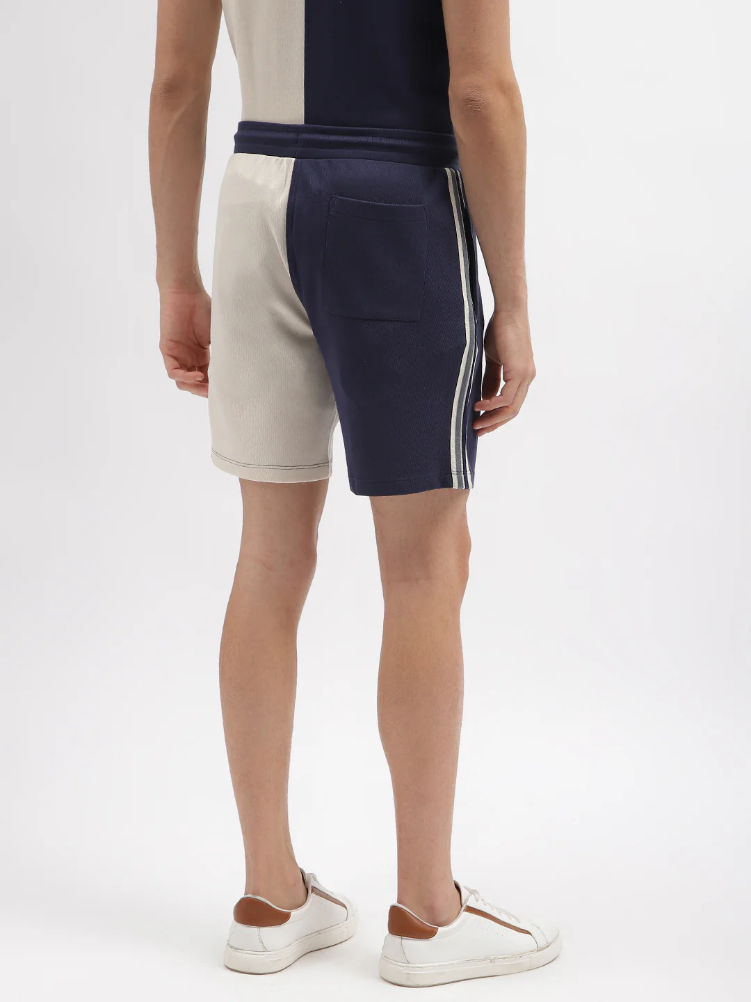 Iconic Men Navy Blue Colour blocked Regular Fit Mid-Rise Shorts - Image 3