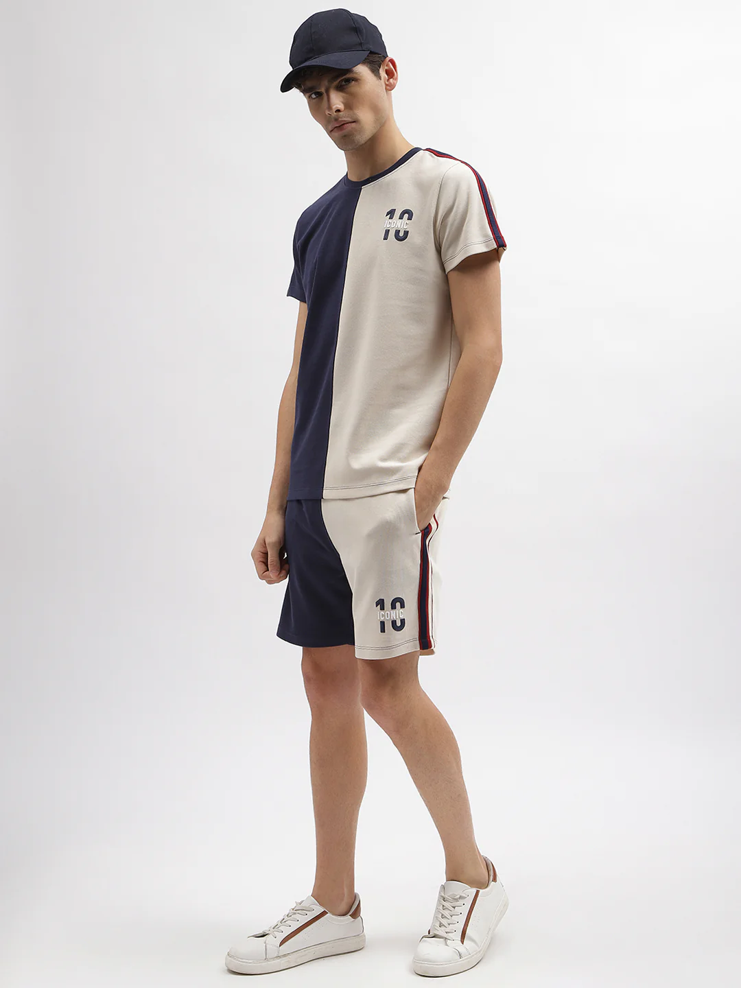 Iconic Men Navy Blue Colour blocked Regular Fit Mid-Rise Shorts - Image 4