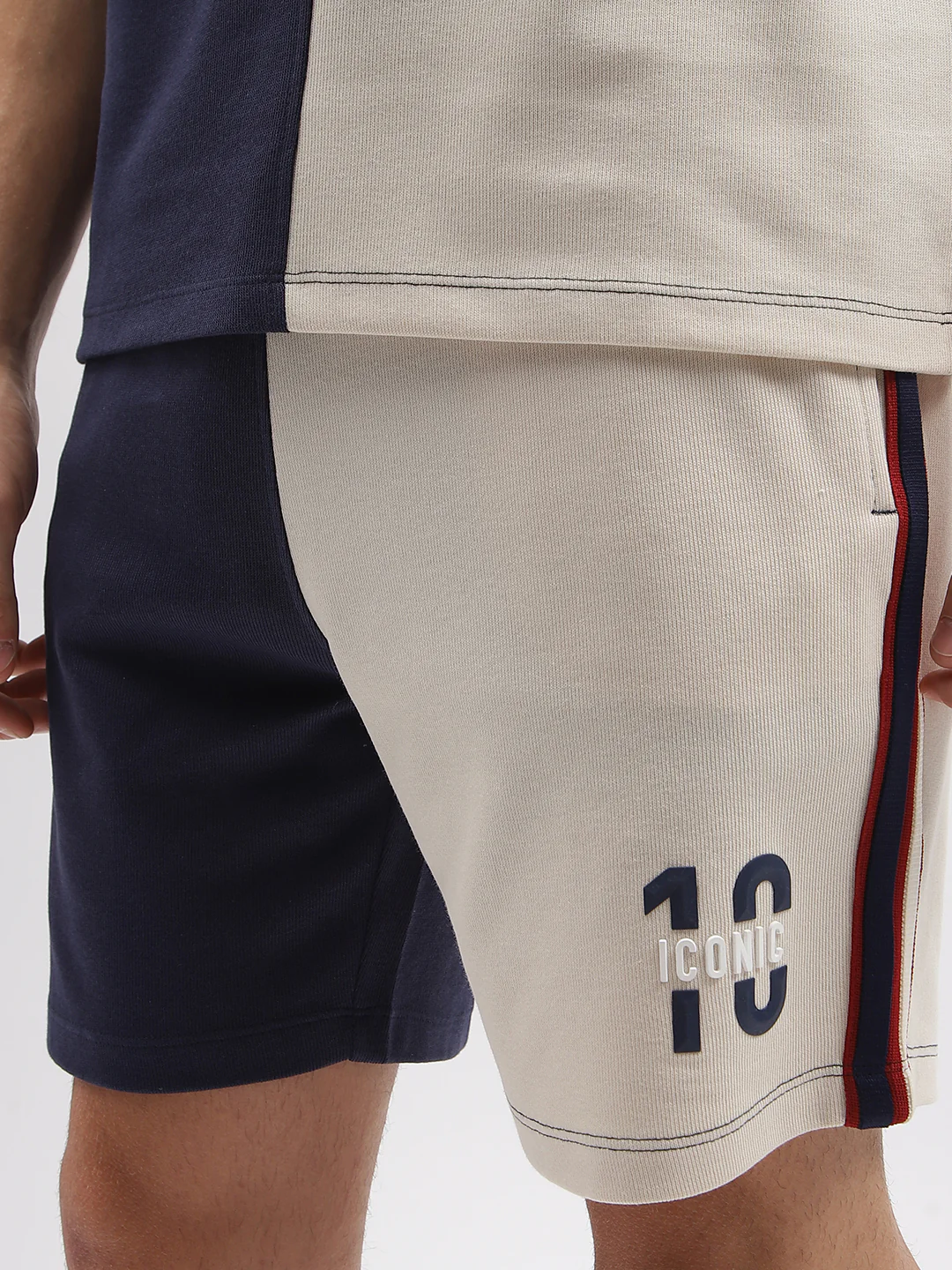Iconic Men Navy Blue Colour blocked Regular Fit Mid-Rise Shorts - Image 5