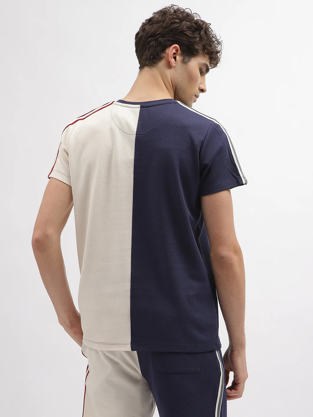 Iconic Men Navy Blue Printed Round Neck Short Sleeves Tshirt - Image 3
