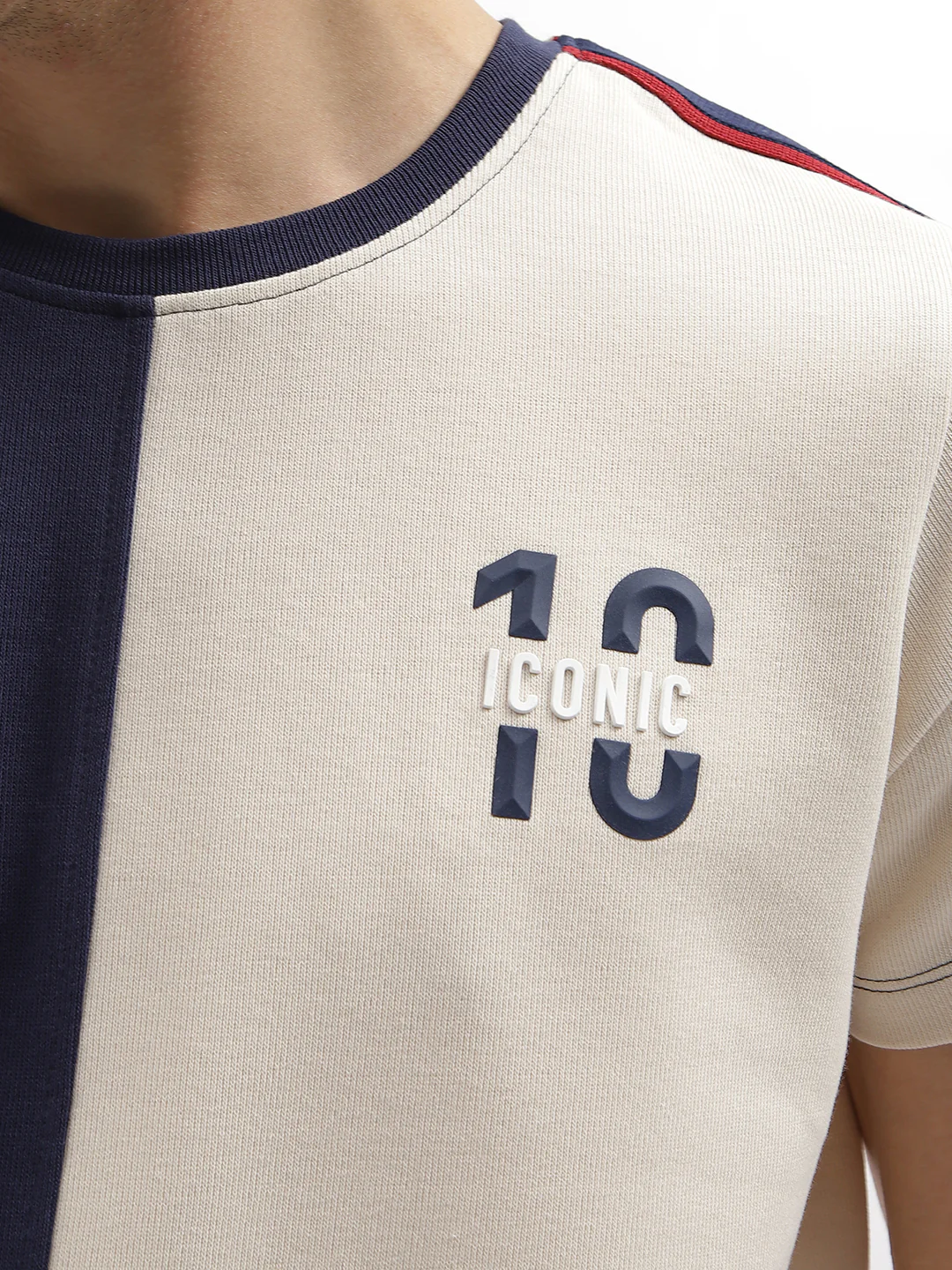 Iconic Men Navy Blue Printed Round Neck Short Sleeves Tshirt - Image 6