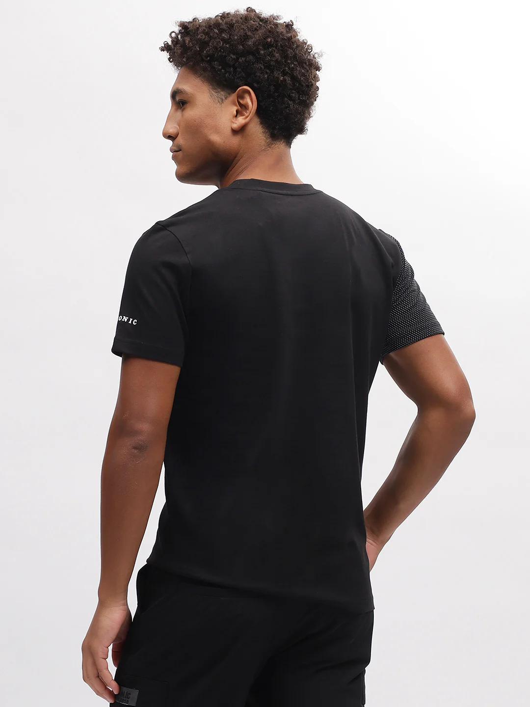 Iconic Men Black Printed Round Neck Short Sleeves Tshirt - Image 4