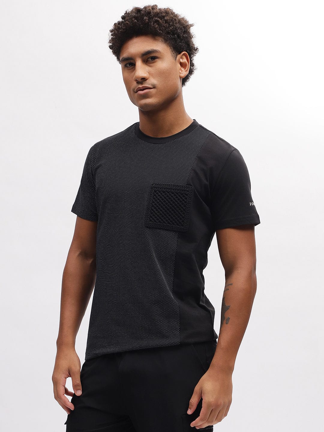Iconic Men Black Round Neck Tshirt - Image 3