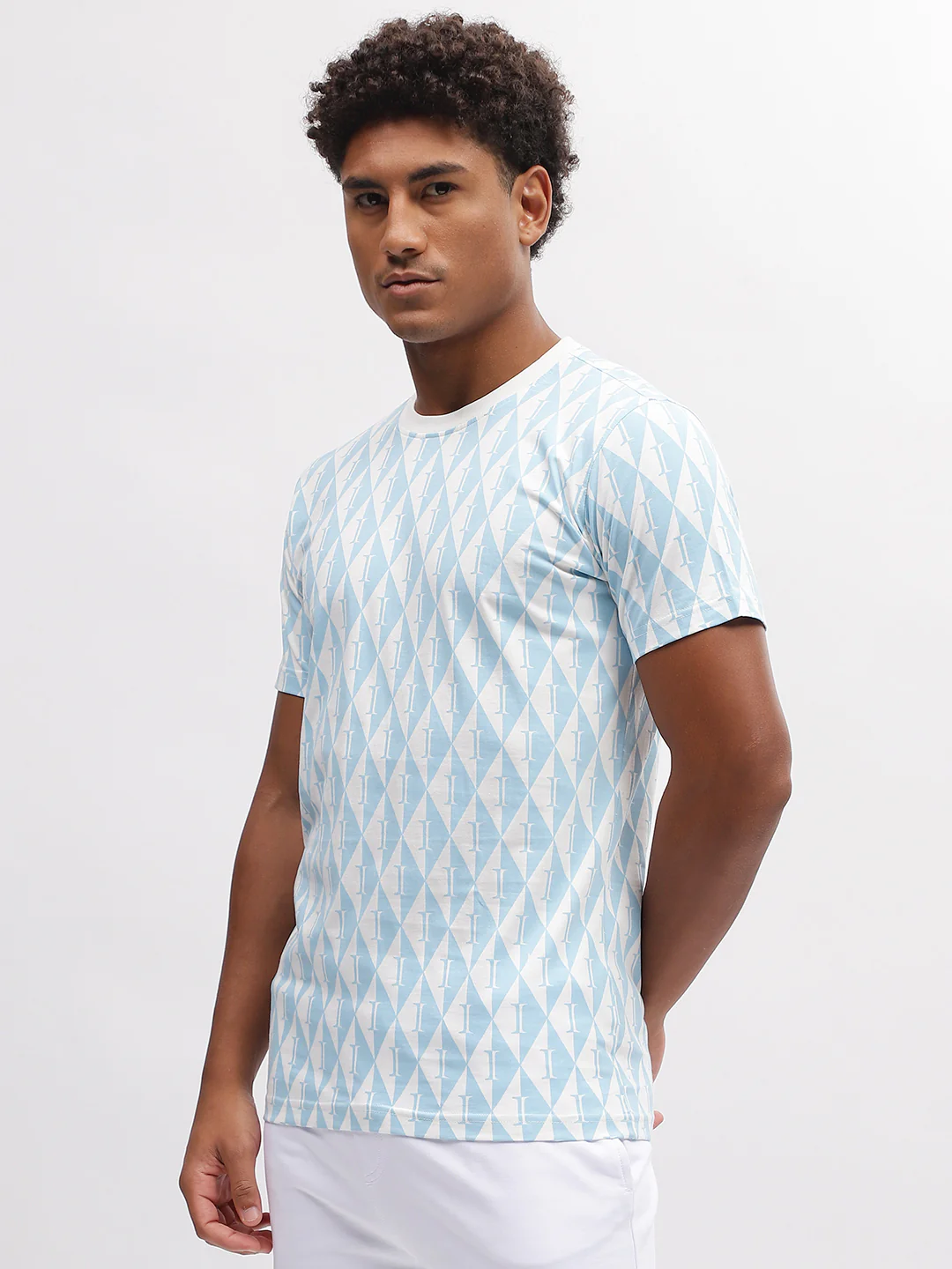 Iconic Men Blue Printed Round Neck Short Sleeves Tshirt - Image 3