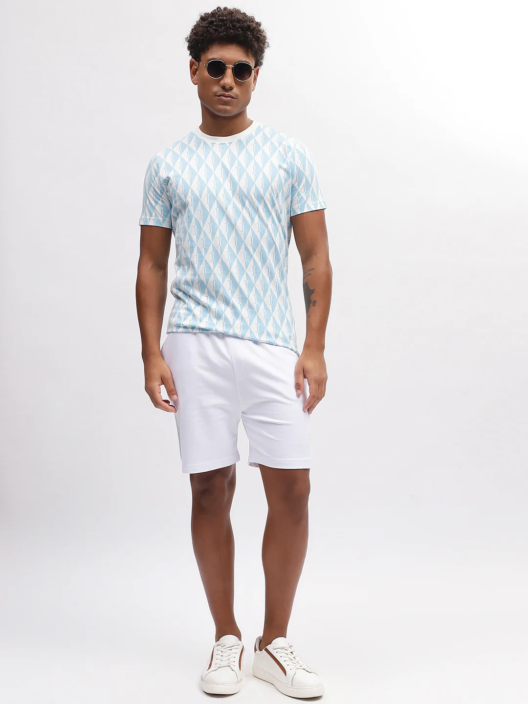 Iconic Men Blue Printed Round Neck Short Sleeves Tshirt - Image 5