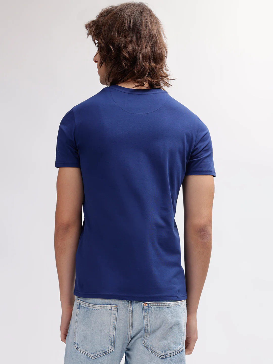 Iconic Men Navy Blue Solid Round Neck Short Sleeves Tshirt - Image 4