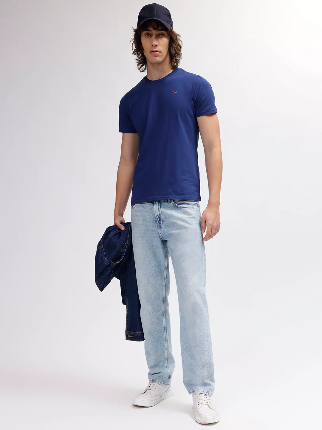 Iconic Men Navy Blue Solid Round Neck Short Sleeves Tshirt - Image 5