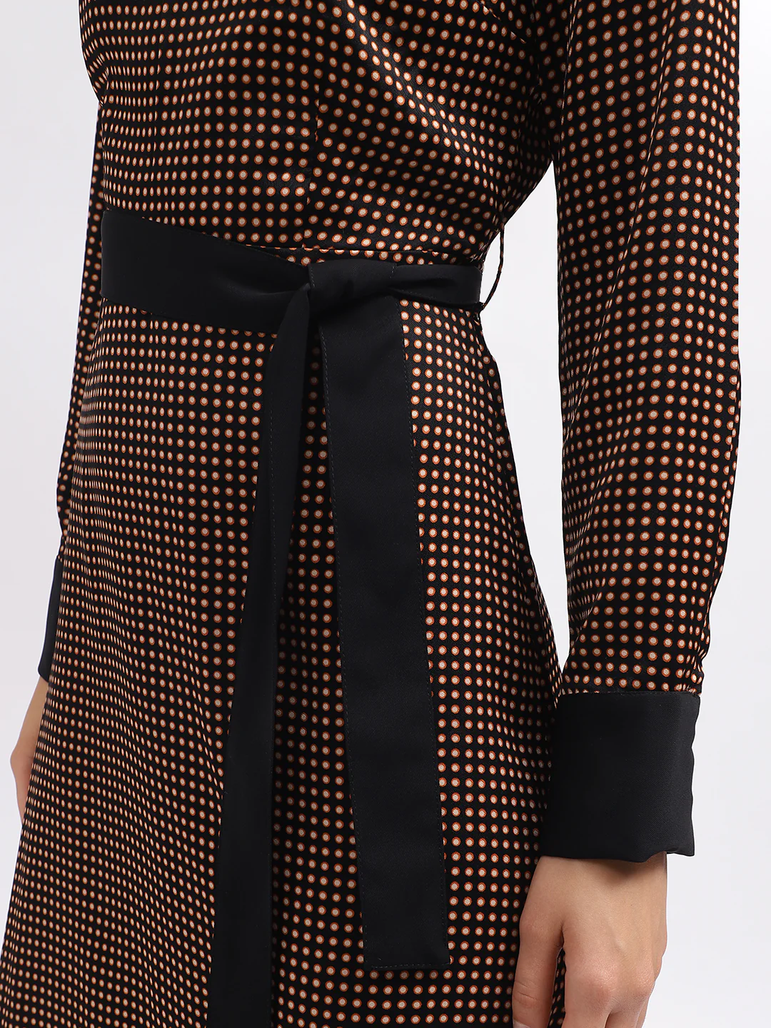 Iconic Women Black Printed Shirt Collar Full Sleeves Dress - Image 6