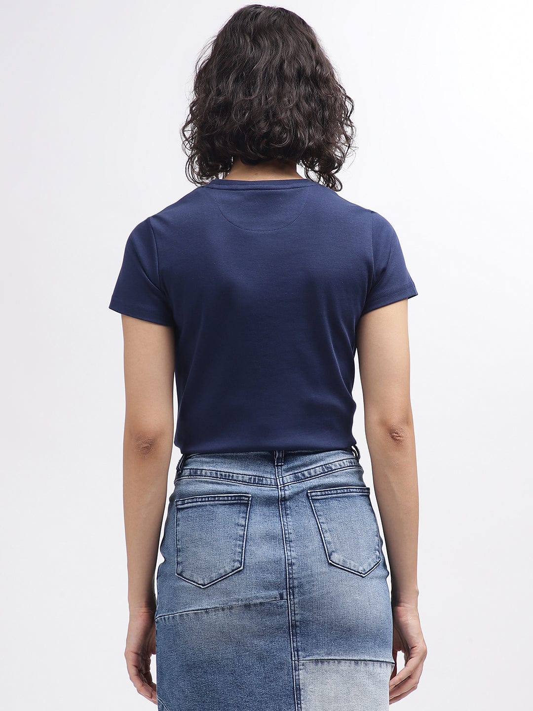 Iconic Women Blue Round Neck Tshirt - Image 3