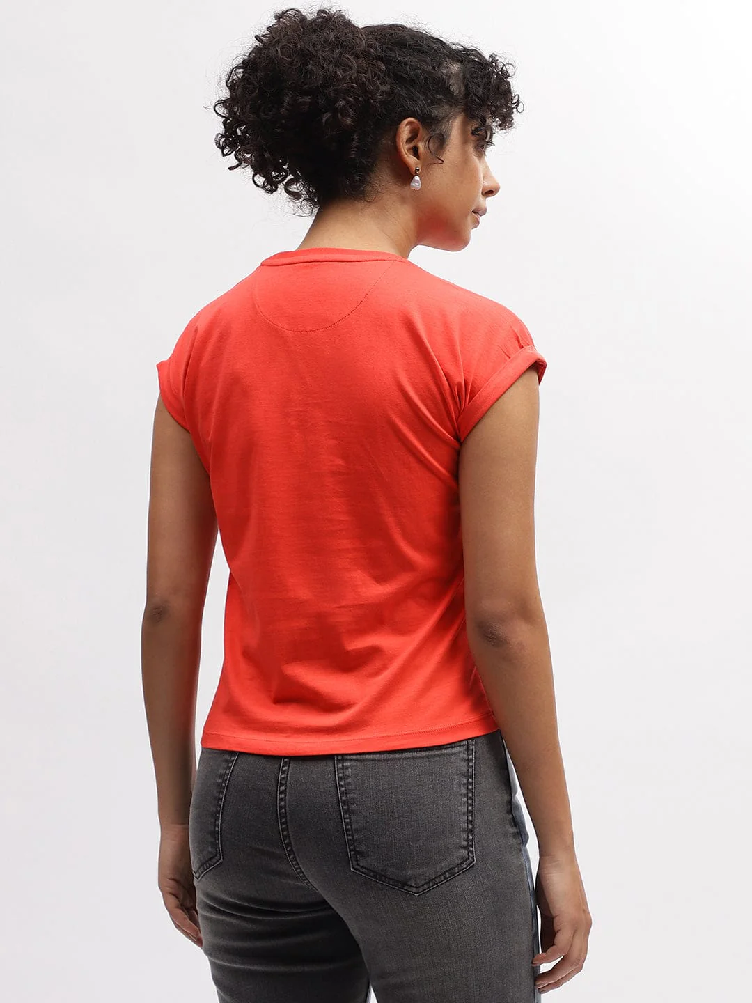 Iconic Women Beige Round Neck Tshirt - Image 4