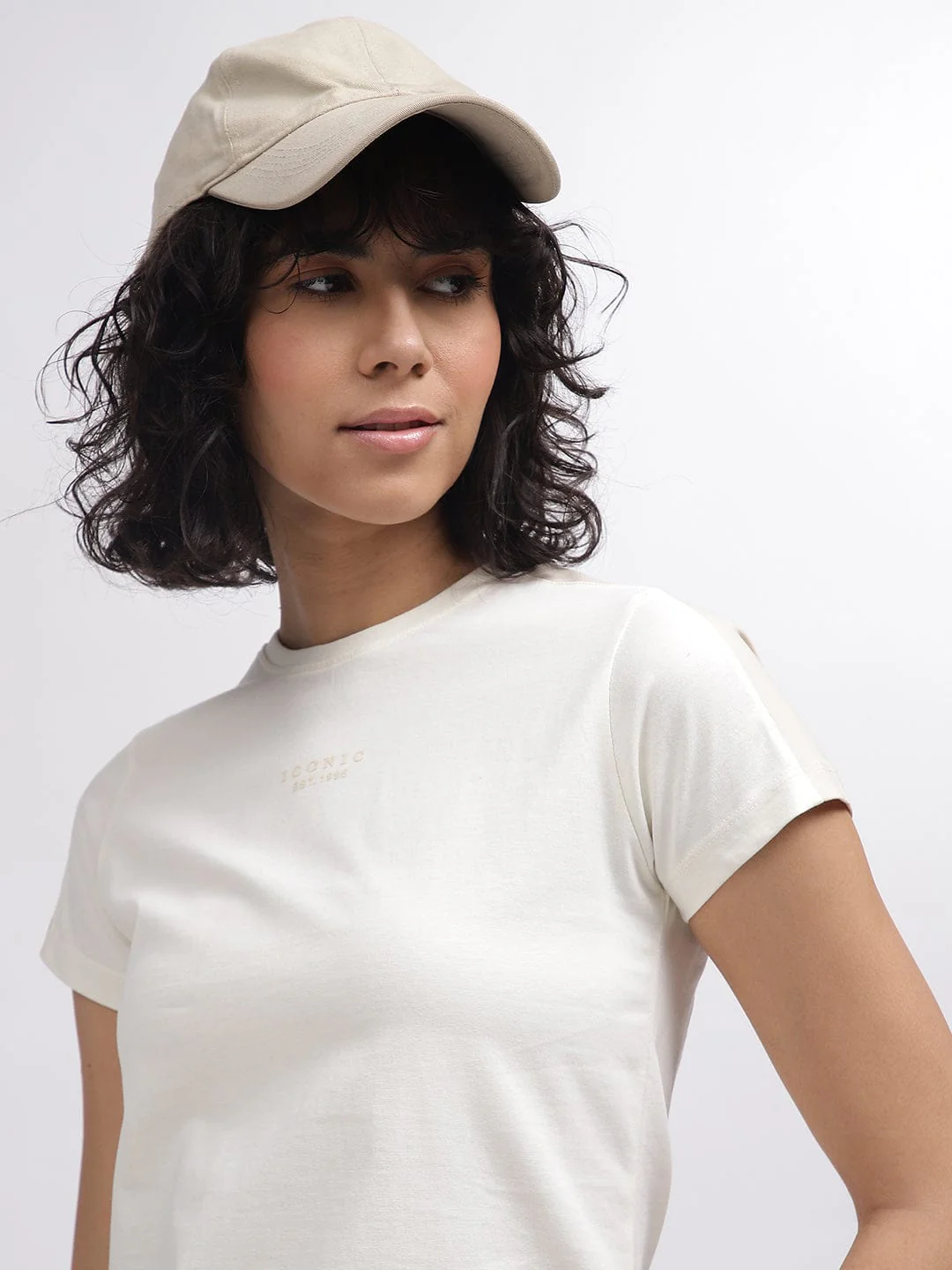 Iconic Women White Round Neck Tshirt - Image 5