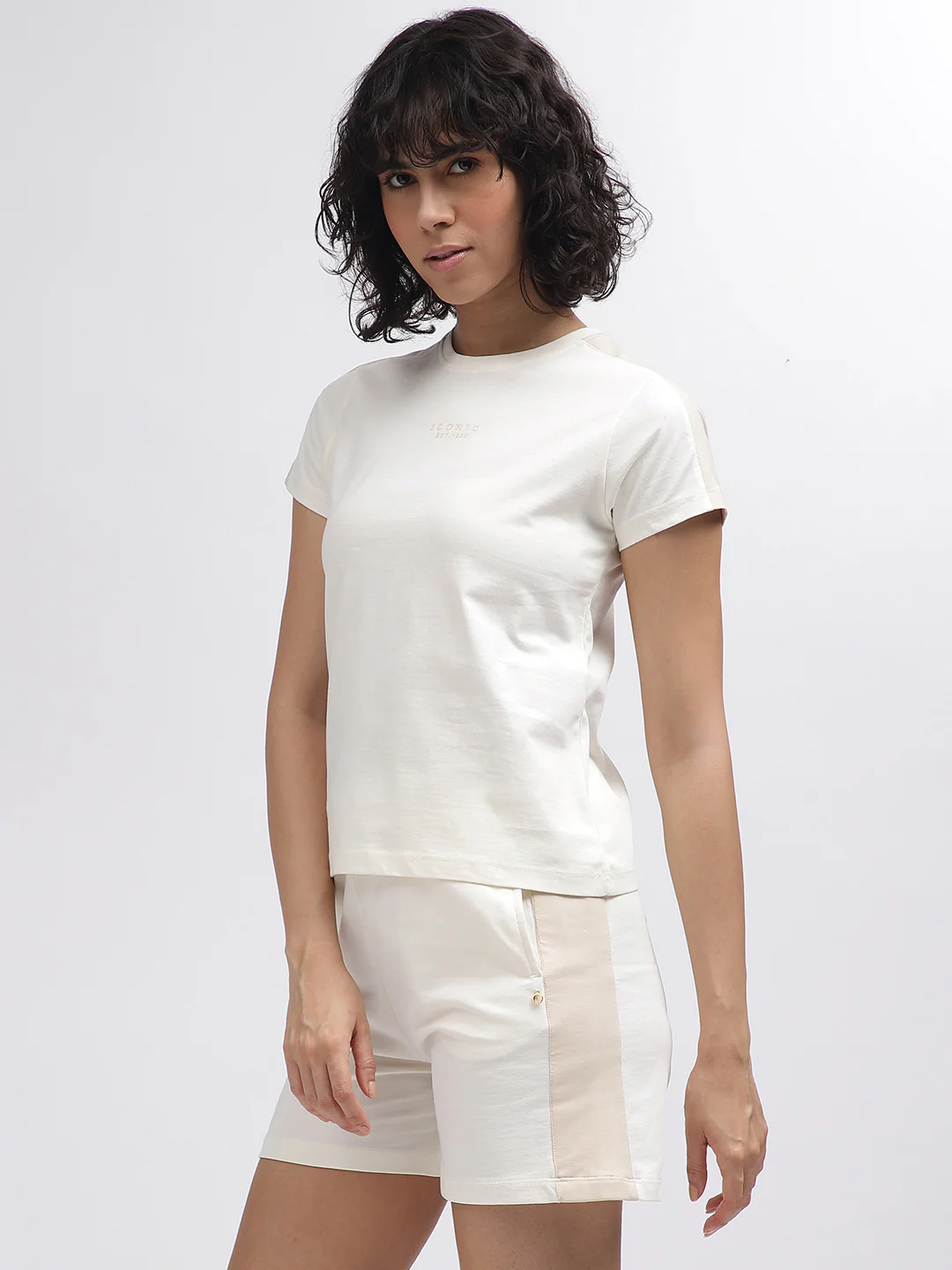 Iconic Women White Solid Round Neck Short Sleeves Tshirt - Image 2