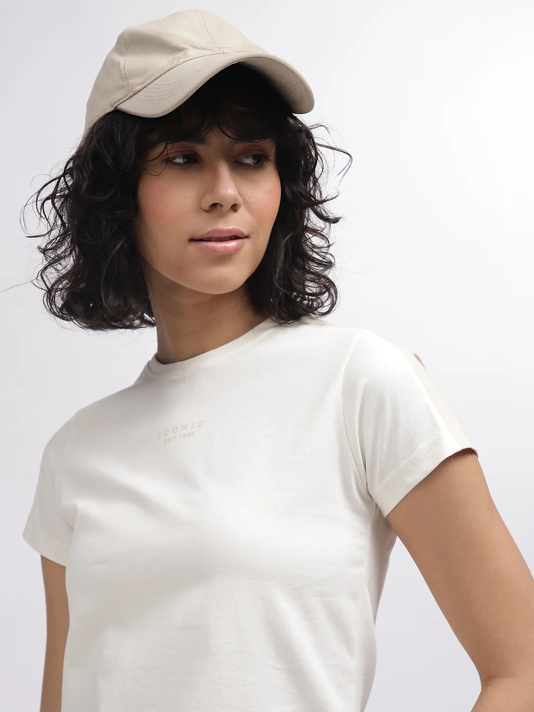 Iconic Women White Solid Round Neck Short Sleeves Tshirt - Image 5
