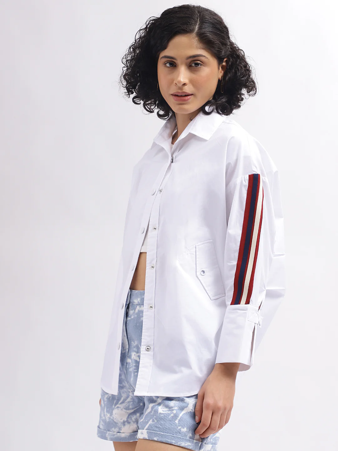 Iconic Women White Solid Spread Collar Full Sleeves Shirt - Image 3