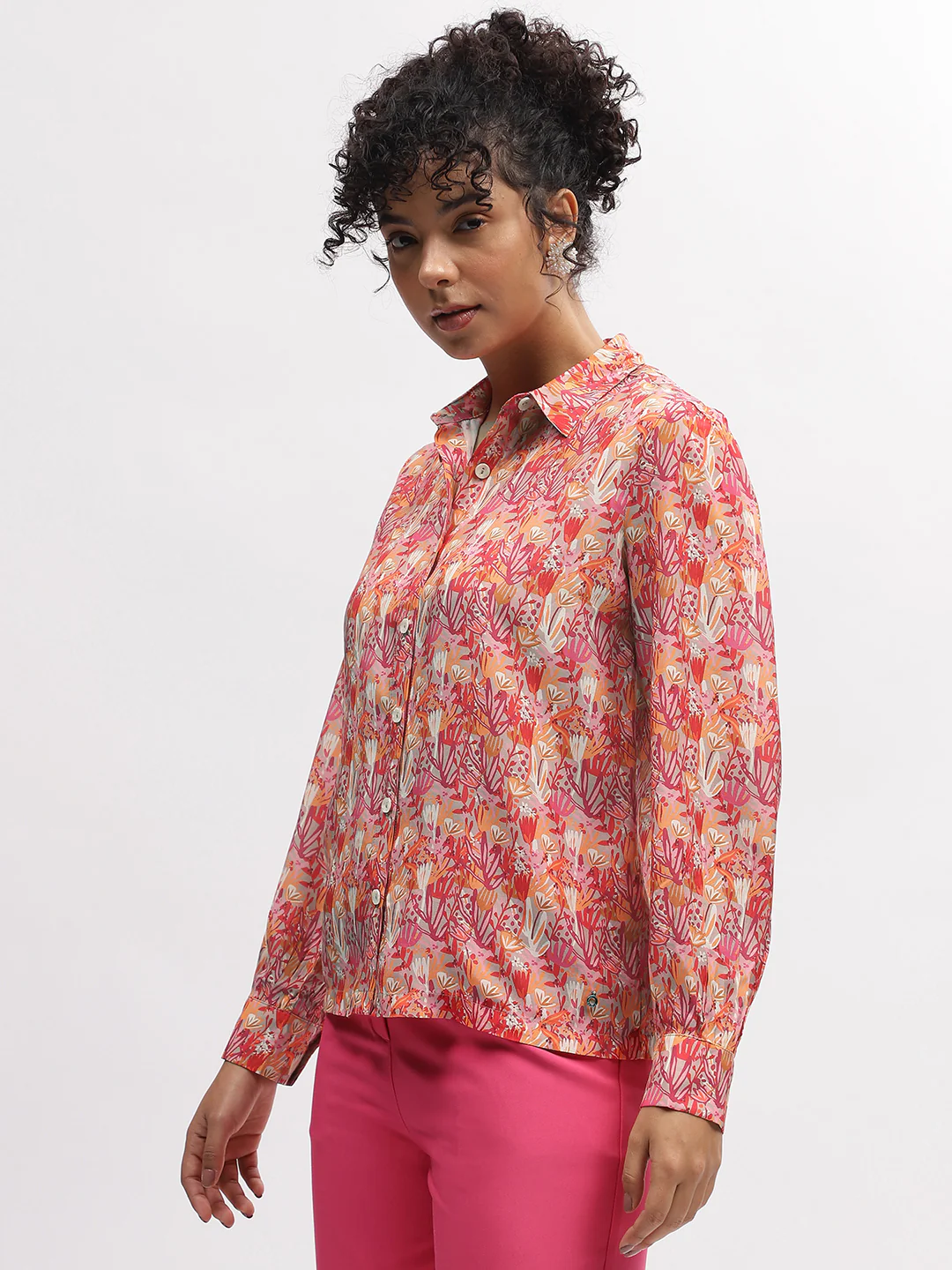 Iconic Women Multi Printed Spread Collar Full Sleeves Shirt - Image 3