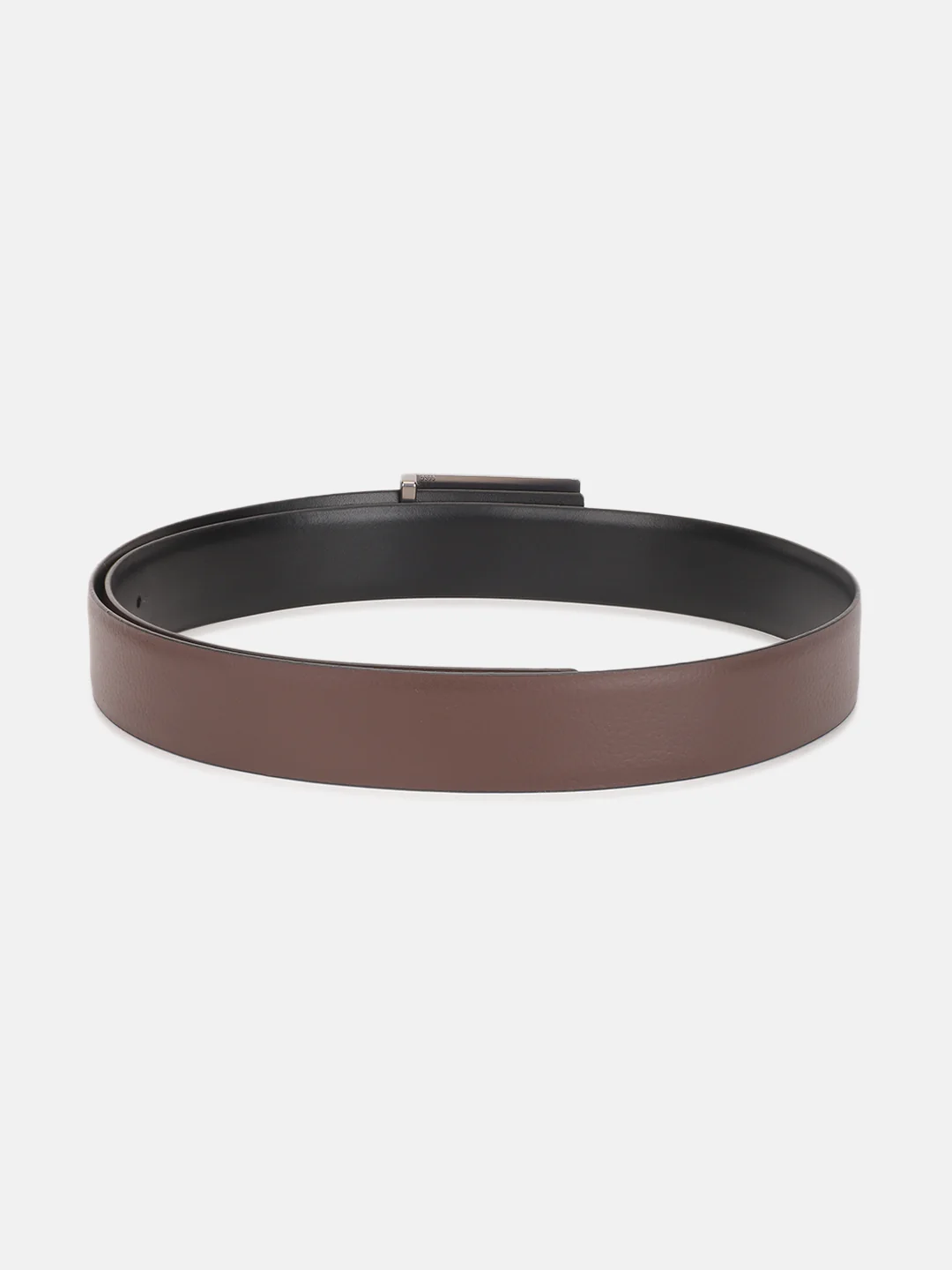 Iconic Men Brown Solid Belt With Push Pin Buckle - Image 2