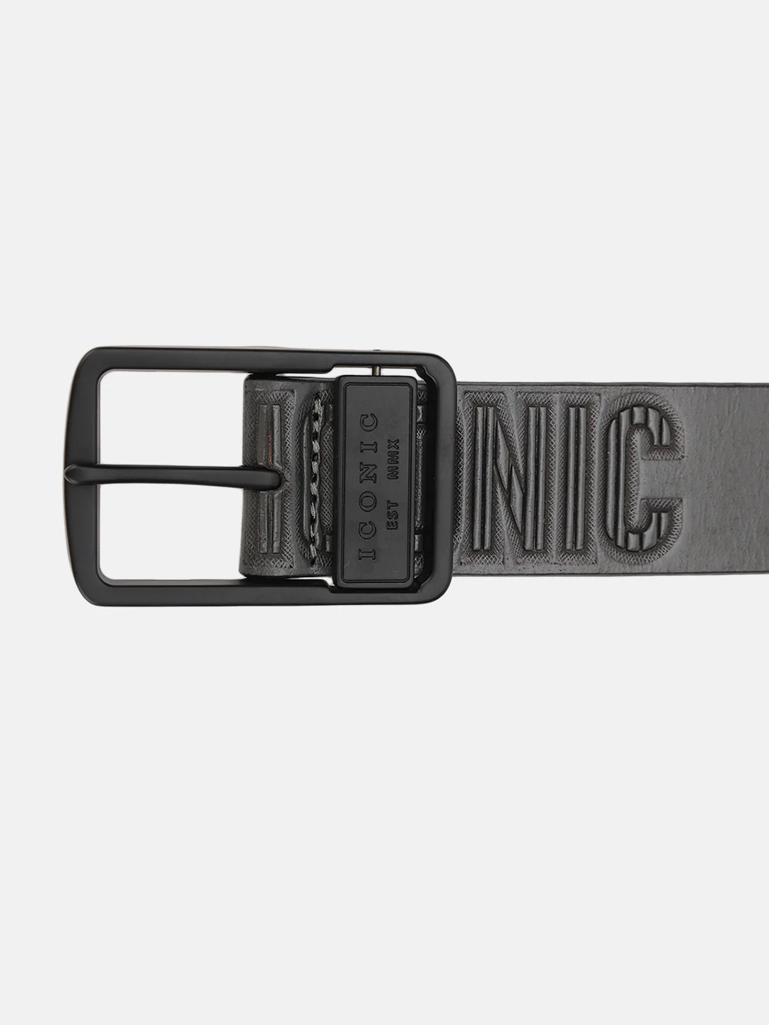 Iconic Men Grey Textured Belt With Tang Buckle - Image 4
