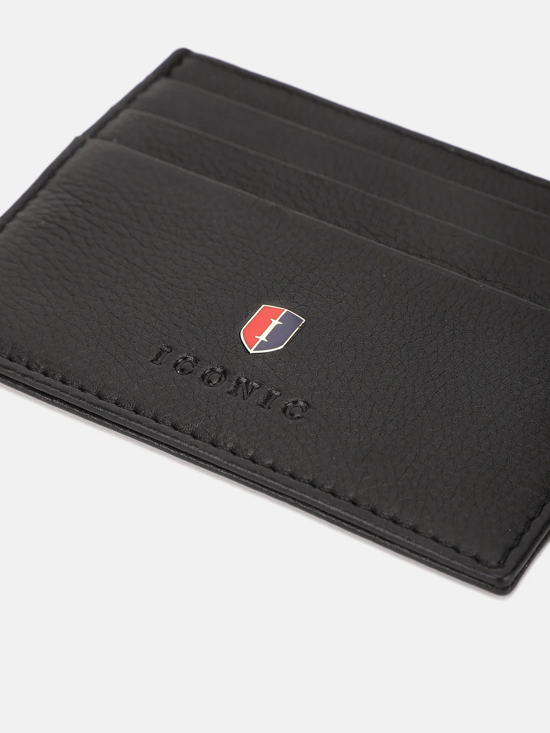 Iconic Men Black Solid Card Holder - Image 3