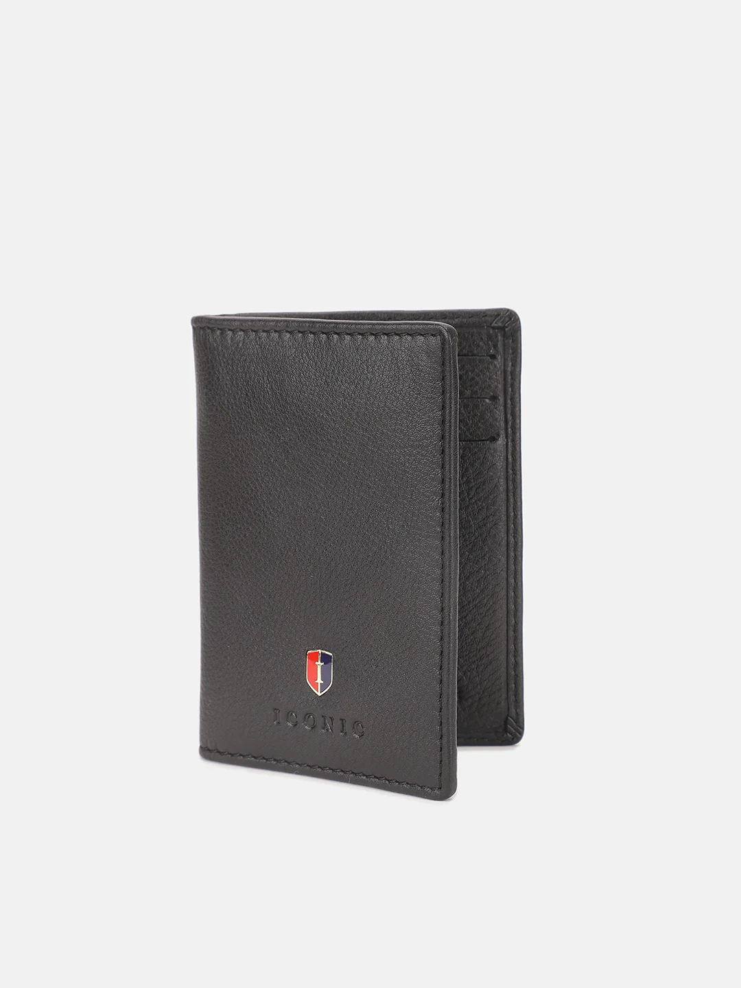 Iconic Men Black Textured Passport Holder - Image 2