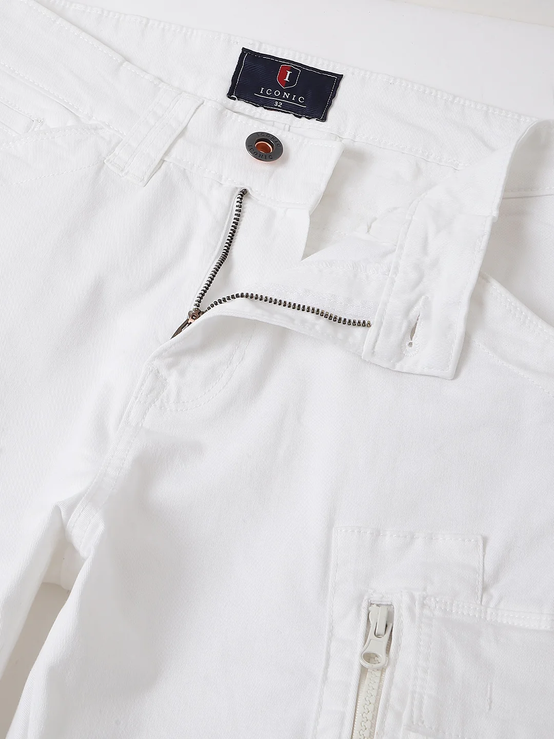 Iconic Men White Solid Regular Fit Cargo Trouser - Image 6