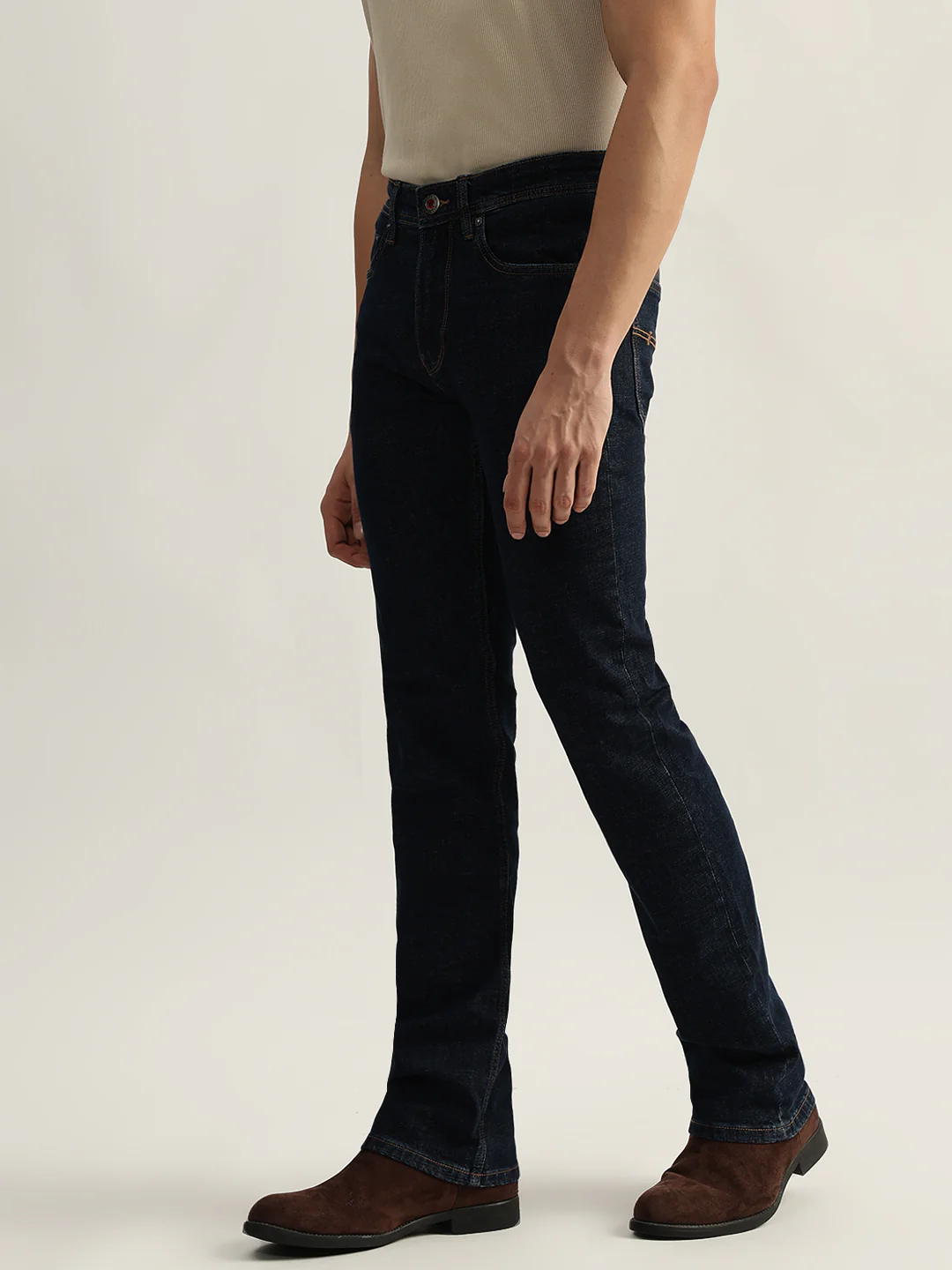 Iconic Men Blue Solid Boot Cut Mid-Rise Jeans - Image 4
