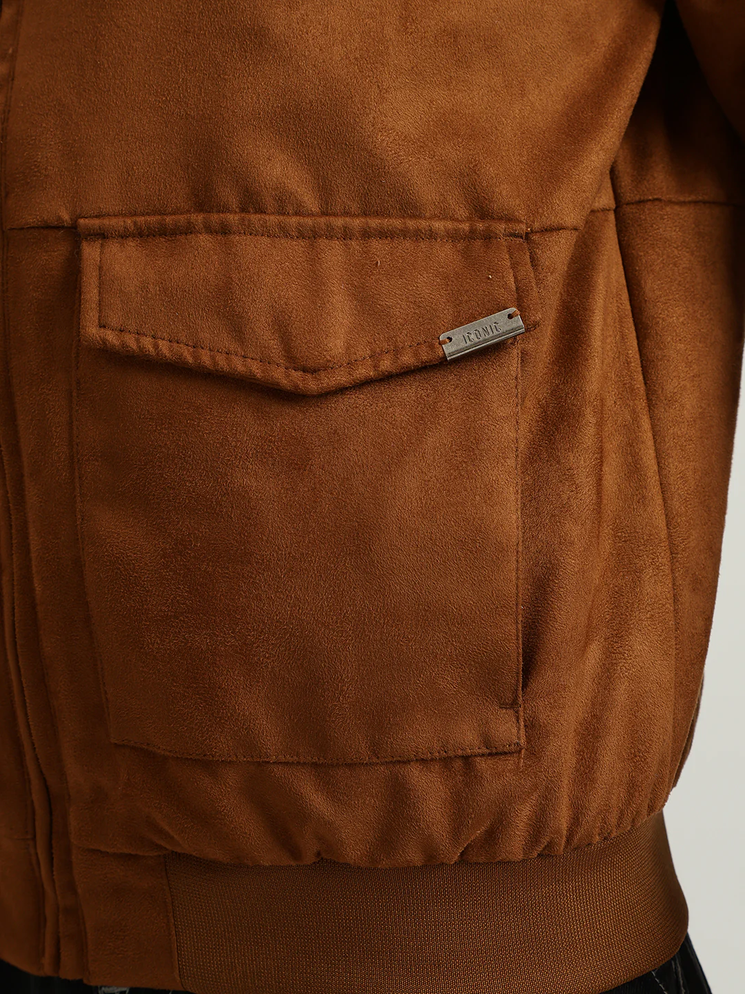 Iconic Men Brown Solid Spread Collar Full Sleeves Shearling Jacket - Image 5