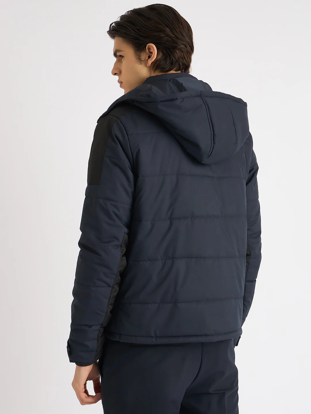 Iconic Men Blue Solid Stand Collar Full Sleeves Puffer Jacket - Image 2