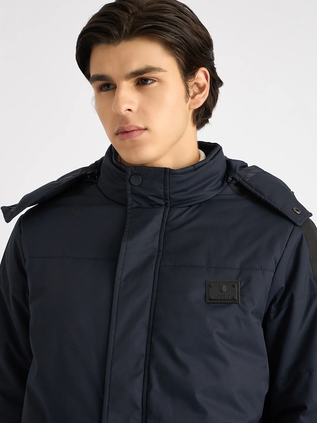 Iconic Men Blue Solid Stand Collar Full Sleeves Puffer Jacket - Image 3