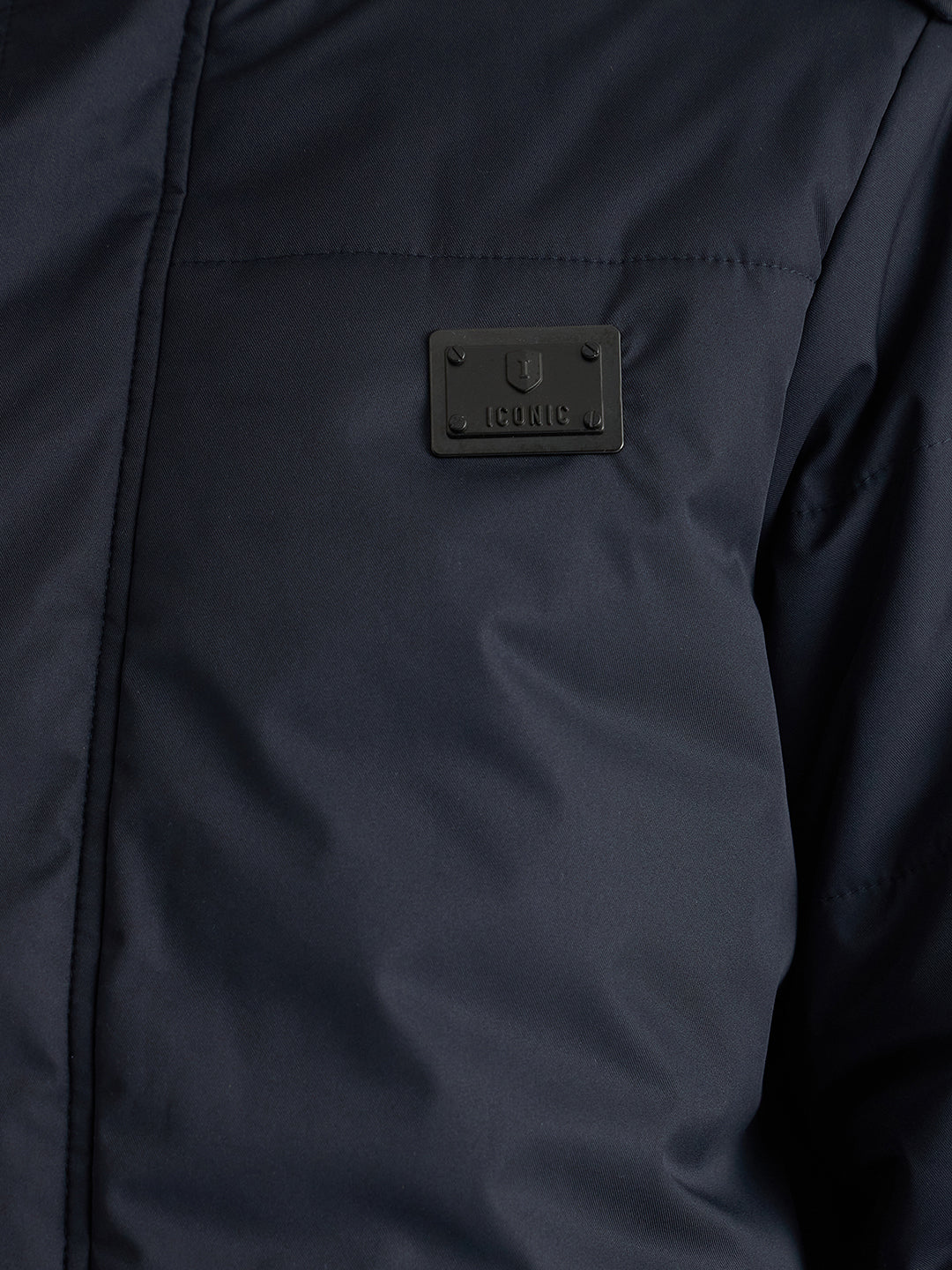 Iconic Men Blue Solid Stand Collar Full Sleeves Puffer Jacket - Image 4