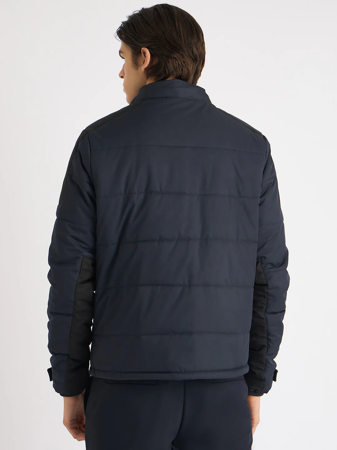 Iconic Men Blue Solid Stand Collar Full Sleeves Puffer Jacket - Image 6