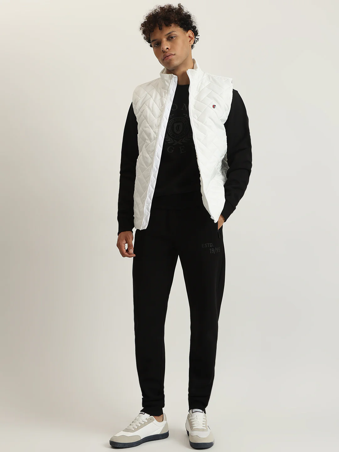 Iconic Men Solid Stand Collar Sleeveless Jacket - Image 4