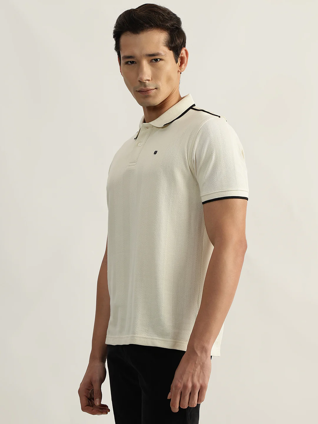 Iconic Men Beige Solid Polo Collar Short Sleeves Tshirt - Image 5