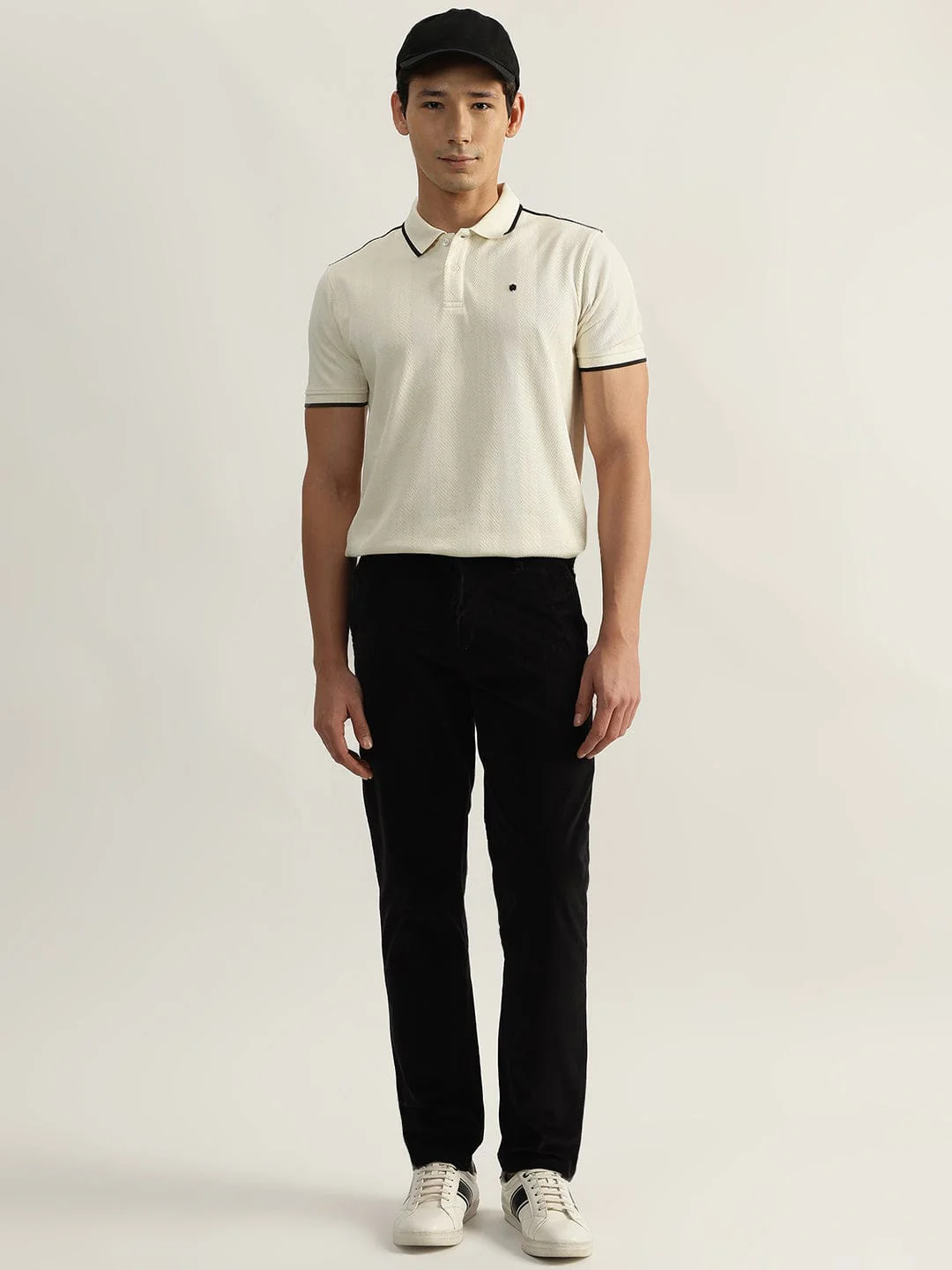 Iconic Men Beige Textured Polo Polo Tshirt - Image 4
