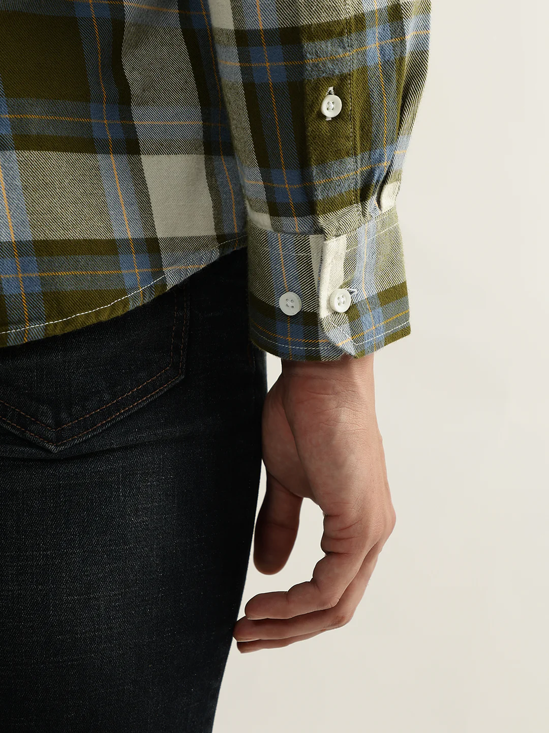 Iconic Men Green Checked Spread Collar Full Sleeves Shirt - Image 6