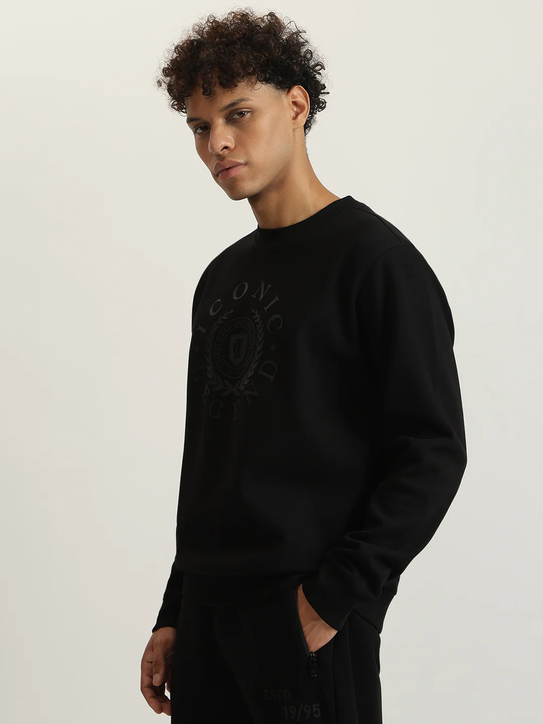 Iconic Men Printed Round Neck Full Sleeves Pullover Style Sweatshirt - Image 2