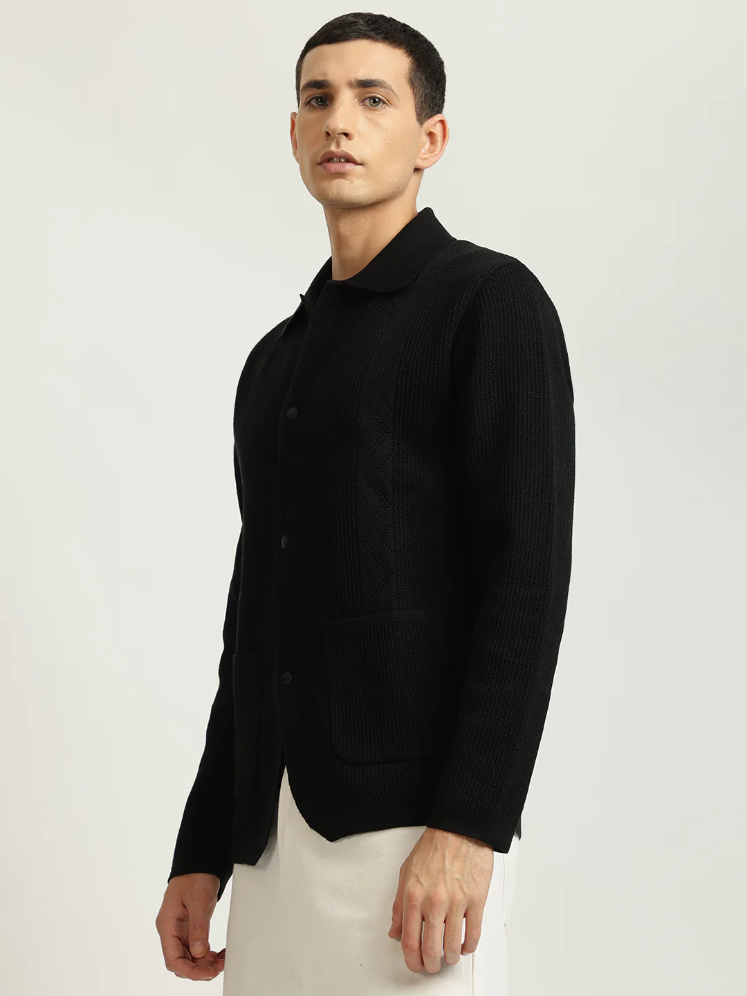 Iconic Men Black Solid Spread Collar Full Sleeves Shirt - Image 2