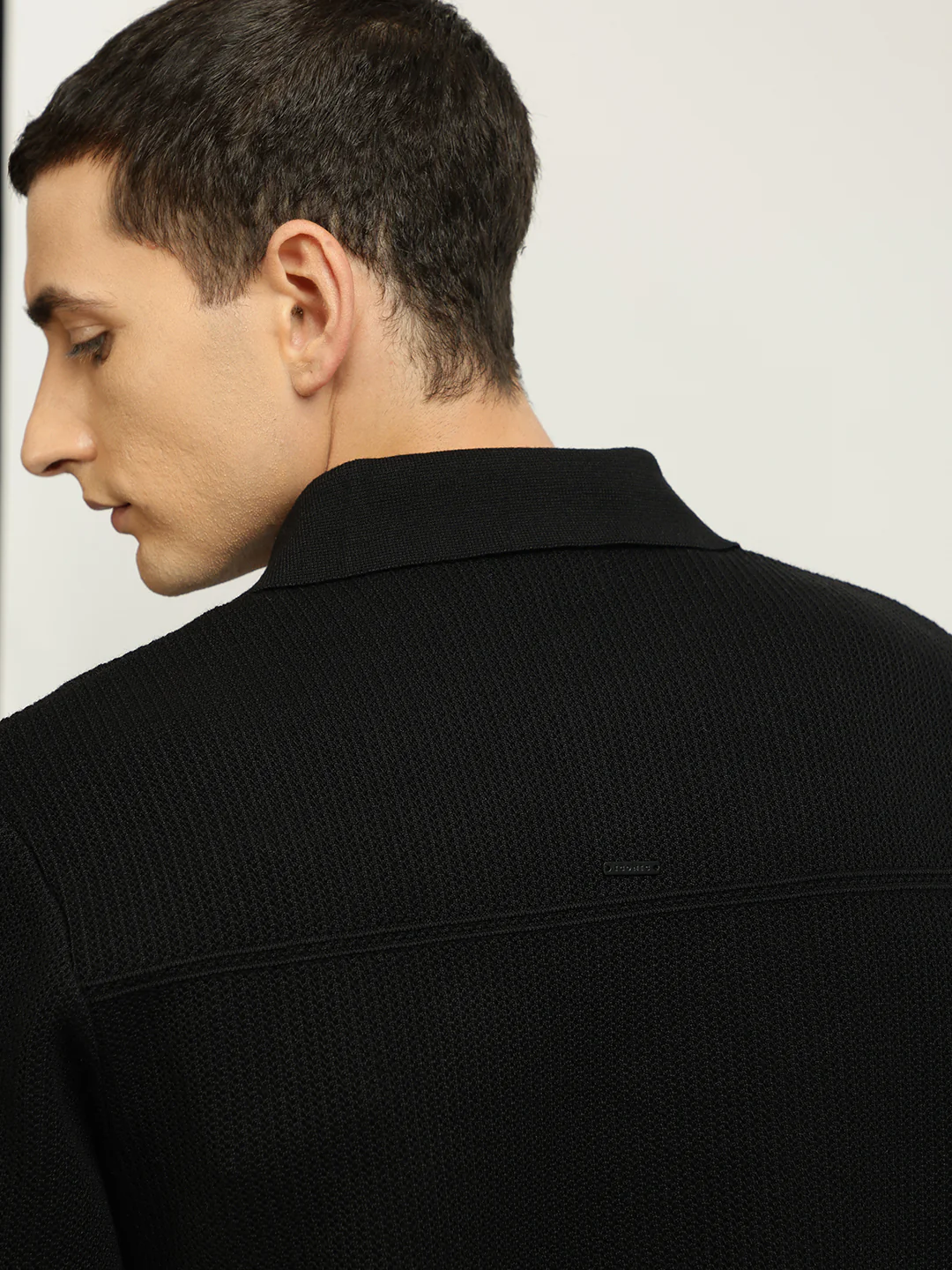 Iconic Men Black Solid Spread Collar Full Sleeves Shirt - Image 6