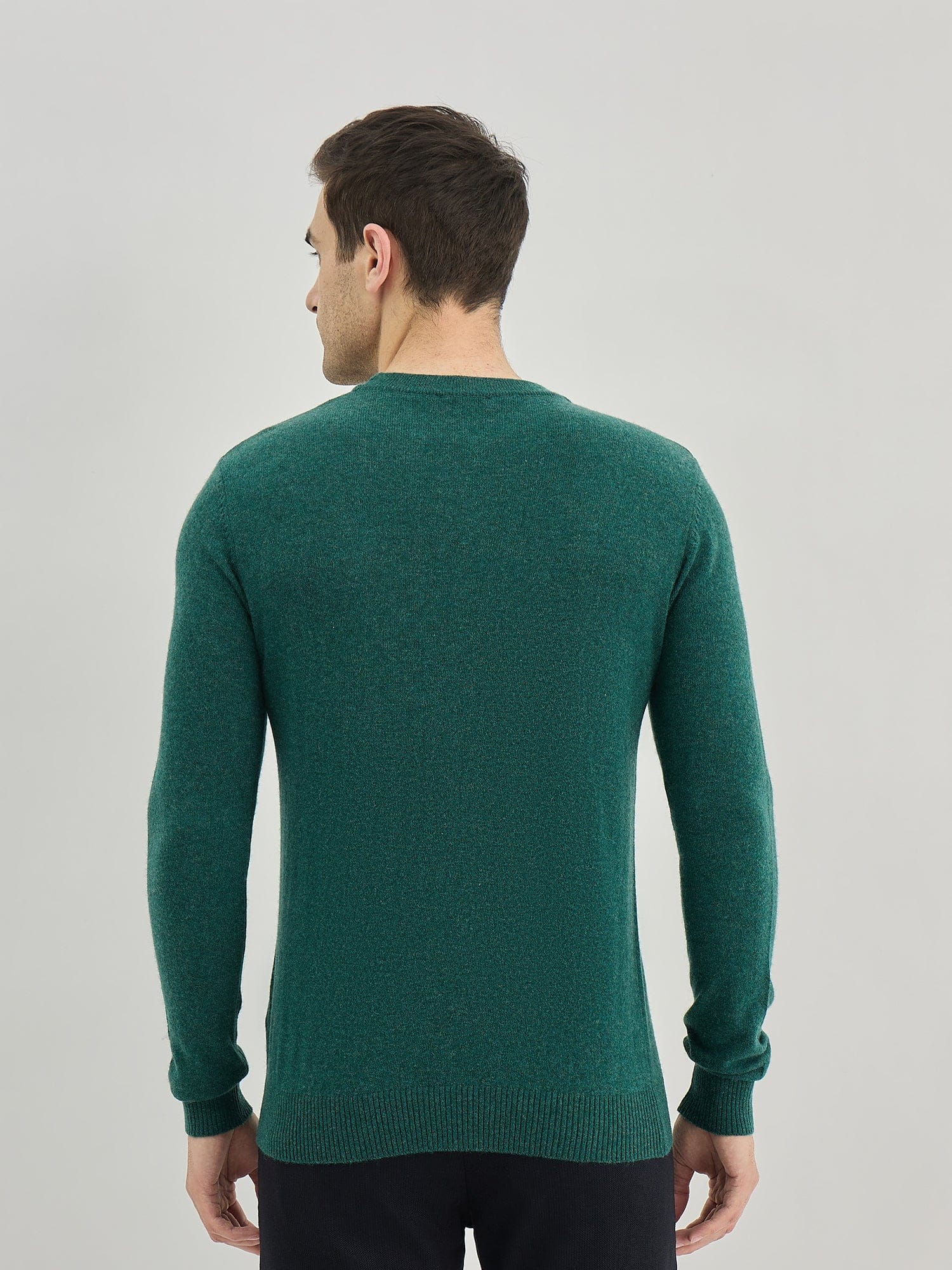 Iconic Men Green Solid Round Neck Sweater - Image 3