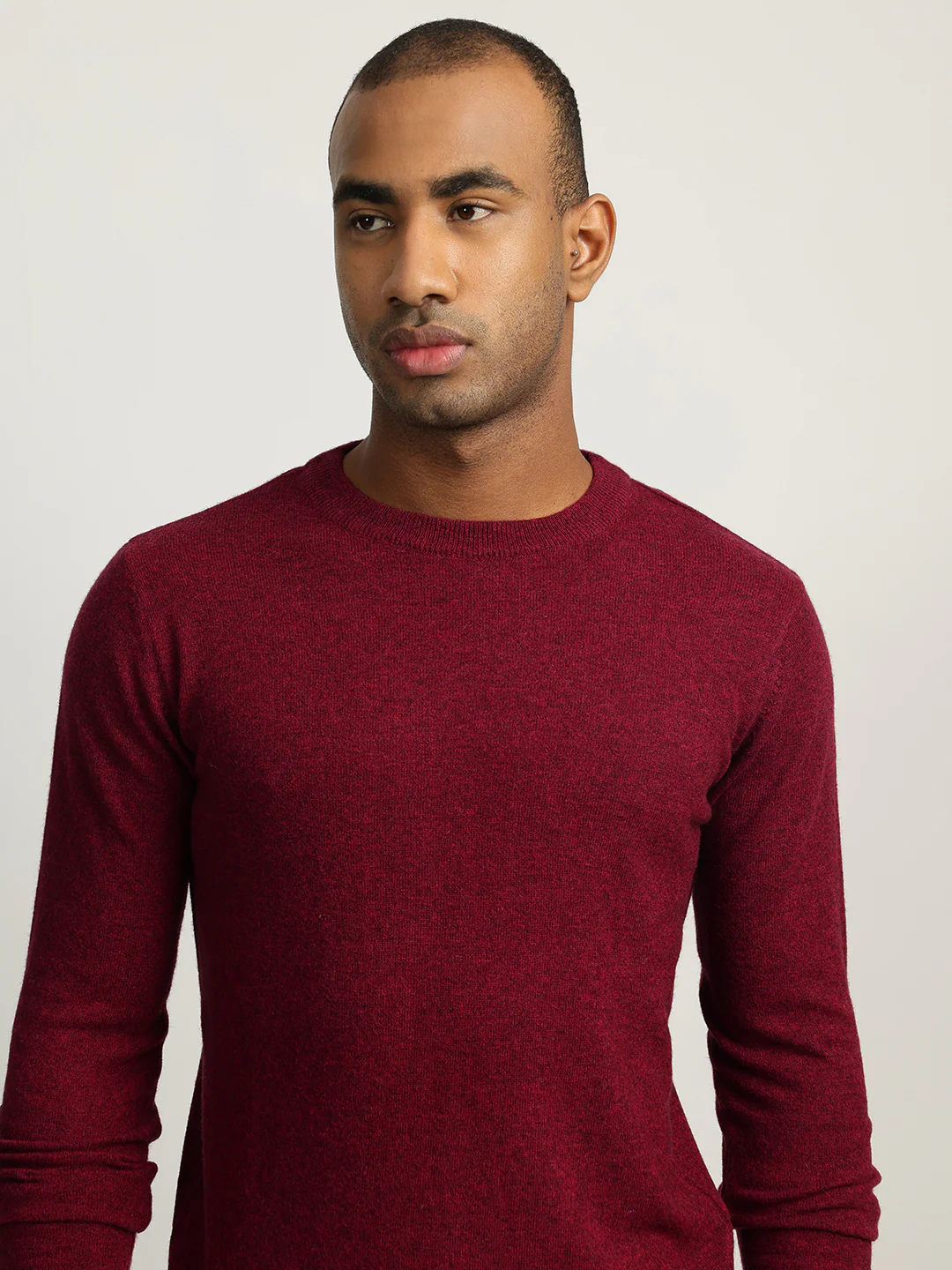 Iconic Men Maroon Solid Round Neck Full Sleeves Sweater - Image 5