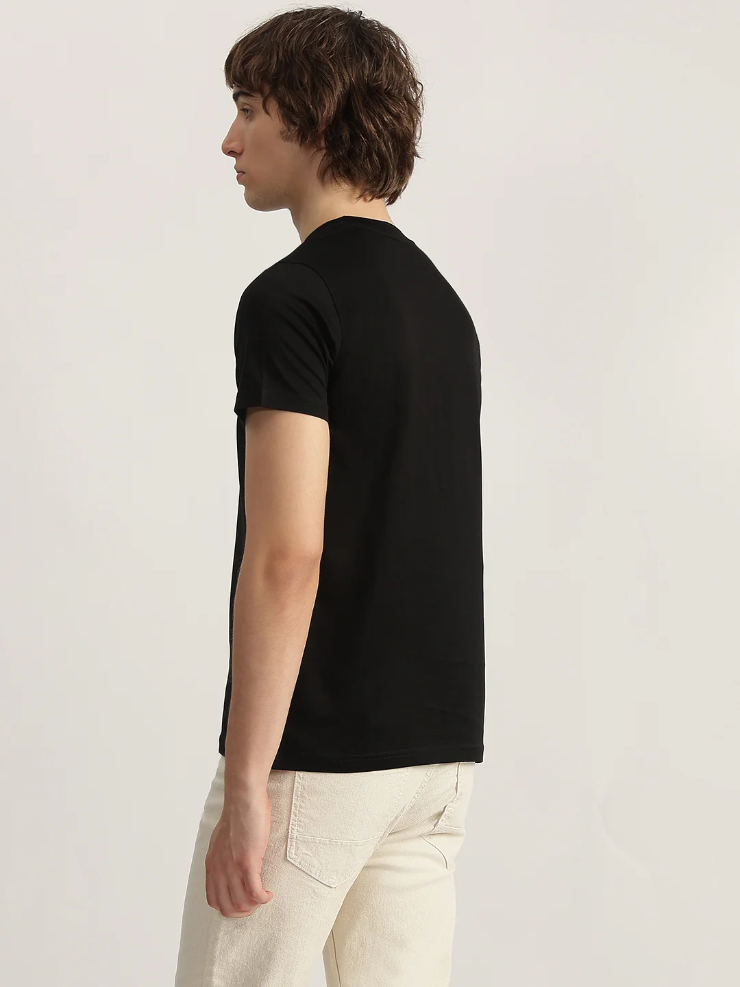 Iconic Men Black Printed Round Neck Short Sleeves Tshirt - Image 3
