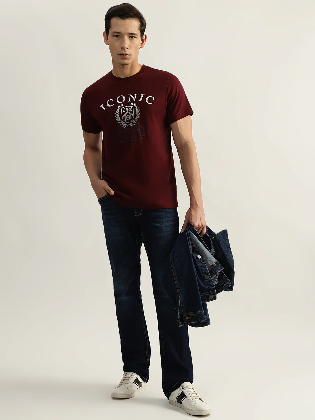 Iconic Men Red Printed Round Neck Short Sleeves Tshirt - Image 4