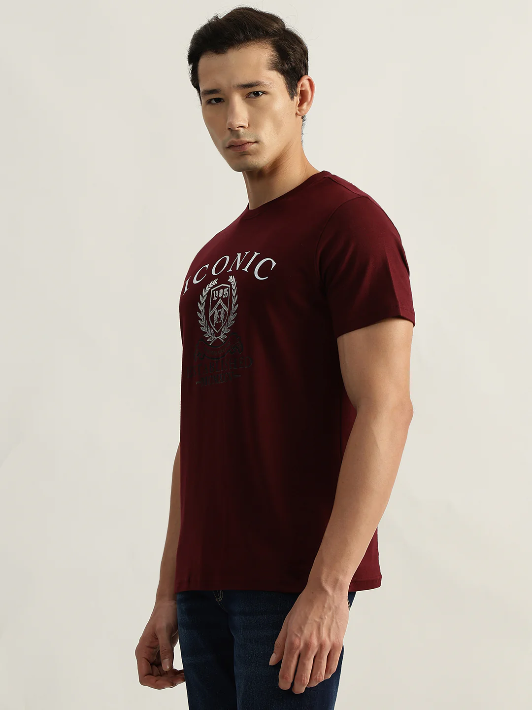 Iconic Men Red Printed Round Neck Short Sleeves Tshirt - Image 5